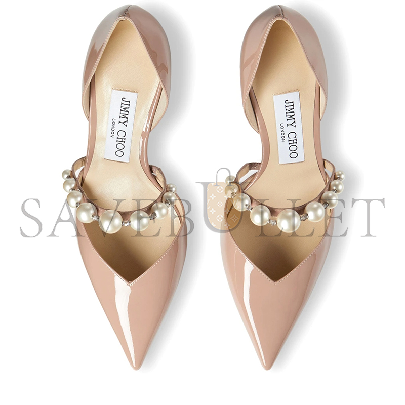 Ji*y Ch* aurelie 65 ballet pink patent leather pointed pumps aurelie65xkm